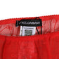 Dolce & Gabbana Red Nylon Logo Lace Leggings Pants Underwear