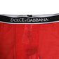 Dolce & Gabbana Red Logo Lace Tight Midi Trousers Underwear