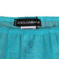 Dolce & Gabbana Light Blue Logo Lace Tight Midi Trouser  Underwear
