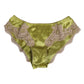 Dolce & Gabbana Green Silk Satin Floral Lace Trim Panty Underwear