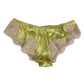 Dolce & Gabbana Green Silk Satin Floral Lace Trim Panty Underwear