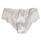 Dolce & Gabbana White Silk Satin Floral Lace Panty Brief Underwear
