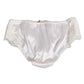 Dolce & Gabbana White Silk Satin Floral Lace Panty Brief Underwear