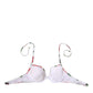 Dolce & Gabbana White Floral Print Halter Bikini Top Swimwear