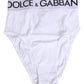 Dolce & Gabbana White Cotton Stretch High Waist Panty Underwear