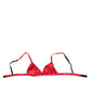 Dolce & Gabbana Red Silk Satin Triangle Soft Cup Br Underwear