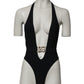 Dolce & Gabbana Black Nylon Deep V-Neck One Piece Swimwear