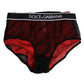 Dolce & Gabbana Black Red Nylon High Waist Girdle Underwear