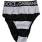 Dolce & Gabbana Black White Sequin High Waist Panty Underwear