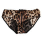 Dolce & Gabbana Brown Leopard Silk Mid Waist Panty Underwear