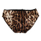 Dolce & Gabbana Brown Leopard Silk Mid Waist Panty Underwear