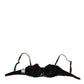 Dolce & Gabbana Black Floral Nylon Padded Balconnet Bra Underwear