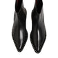 Dolce & Gabbana Black Leather Studded Men Short Boots Shoes