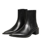 Dolce & Gabbana Black Leather Studded Men Short Boots Shoes