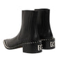 Dolce & Gabbana Black Leather Studded Men Short Boots Shoes