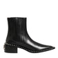Dolce & Gabbana Black Leather Studded Men Short Boots Shoes