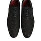Dolce & Gabbana Black Brocade Lace Up Derby Men Dress Shoes