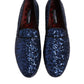 Dolce & Gabbana Blue Sequined Loafers Slippers Men Dress Shoes