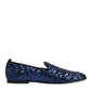 Dolce & Gabbana Blue Sequined Loafers Slippers Men Dress Shoes