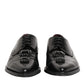 Dolce & Gabbana Black Leather Jeweled Crystals Derby Shoes