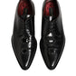 Dolce & Gabbana Black Leather Jeweled Crystals Derby Shoes