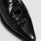 Dolce & Gabbana Black Leather Jeweled Crystals Derby Shoes