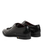 Dolce & Gabbana Black Leather Jeweled Crystals Derby Shoes