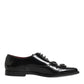 Dolce & Gabbana Black Leather Jeweled Crystals Derby Shoes