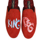 Dolce & Gabbana Red Suede DG King Men House Slippers Shoes