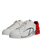 Dolce & Gabbana White Red Portofino Low Top Men Sneakers Shoes