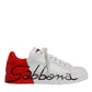 Dolce & Gabbana White Red Portofino Low Top Men Sneakers Shoes