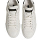 Dolce & Gabbana White Black Leather Low Top Men Sneakers Shoes