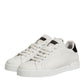 Dolce & Gabbana White Black Leather Low Top Men Sneakers Shoes