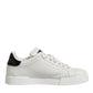 Dolce & Gabbana White Black Leather Low Top Men Sneakers Shoes