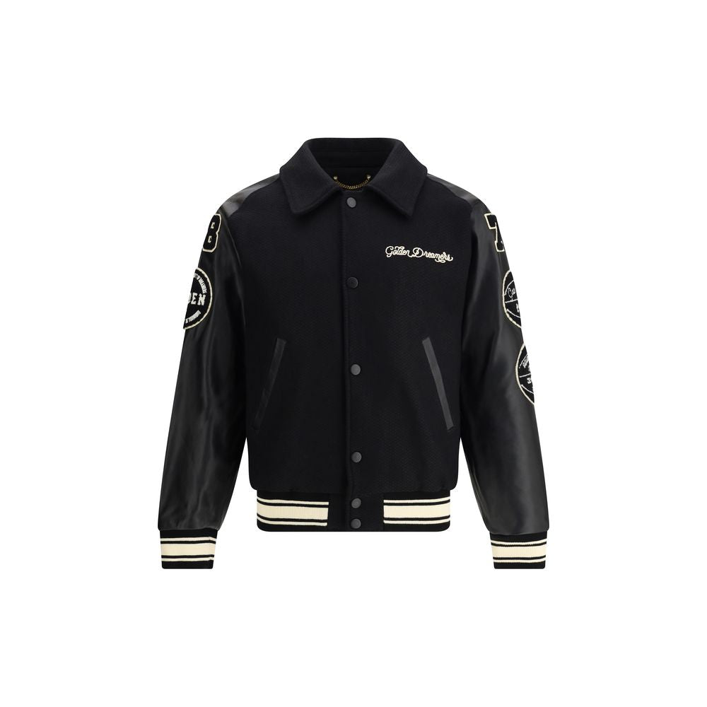 Golden Goose Black Fleece Wool Bomber Mens Jacket