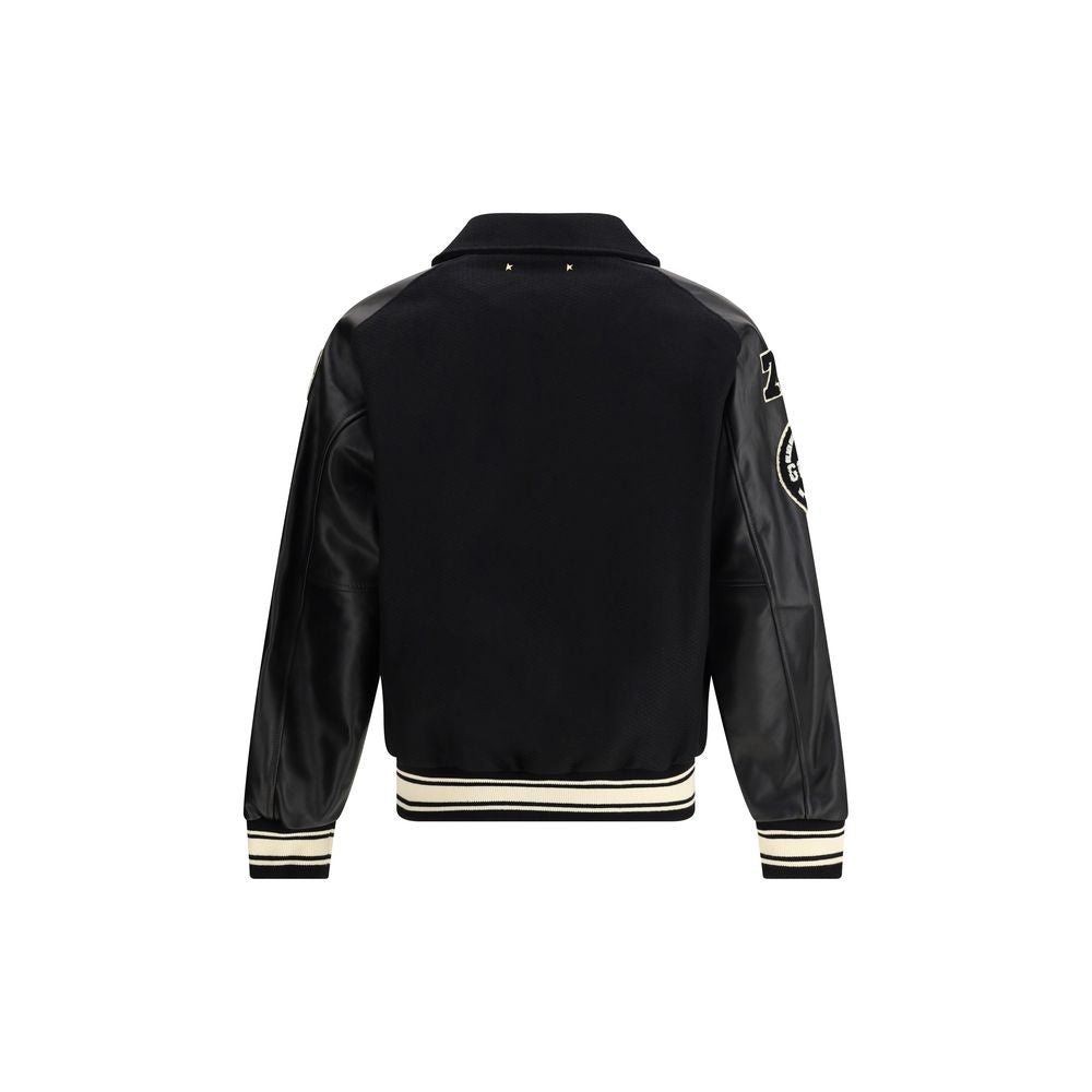 Golden Goose Black Fleece Wool Bomber Mens Jacket