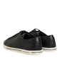 Dolce & Gabbana Black Leather Lace Up Low Top Sneakers Shoes