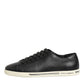 Dolce & Gabbana Black Leather Lace Up Low Top Sneakers Shoes