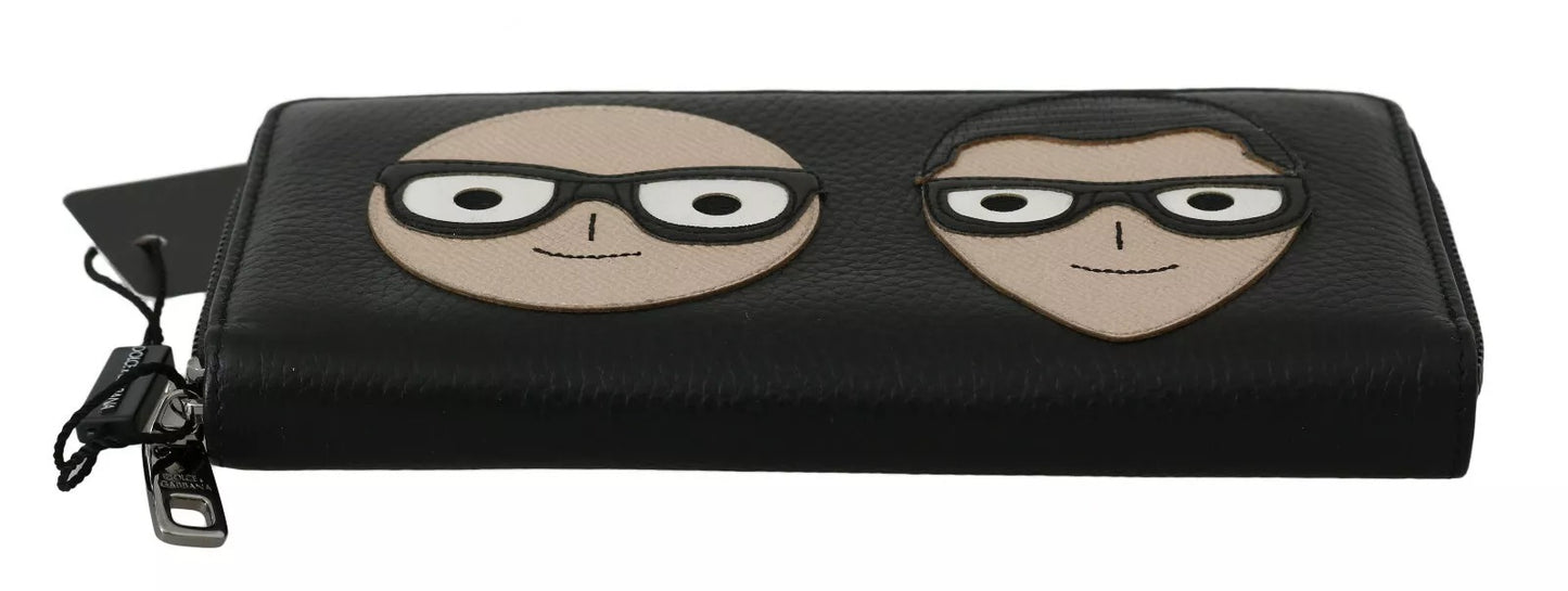 Dolce & Gabbana Black Leather #DGFAMILY Zipper Continental Mens Wallet Mens Wallet
