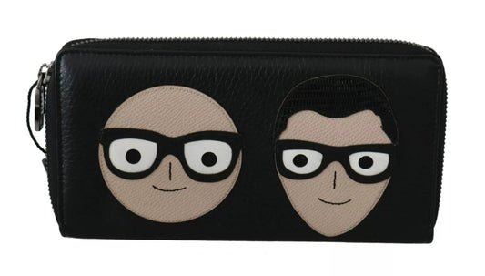 Dolce & Gabbana Black Leather #DGFAMILY Zipper Continental Mens Wallet Mens Wallet