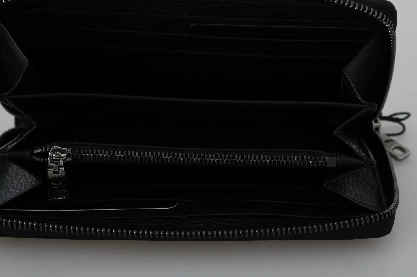 Dolce & Gabbana Black Leather #DGFAMILY Zipper Continental Mens Wallet Mens Wallet