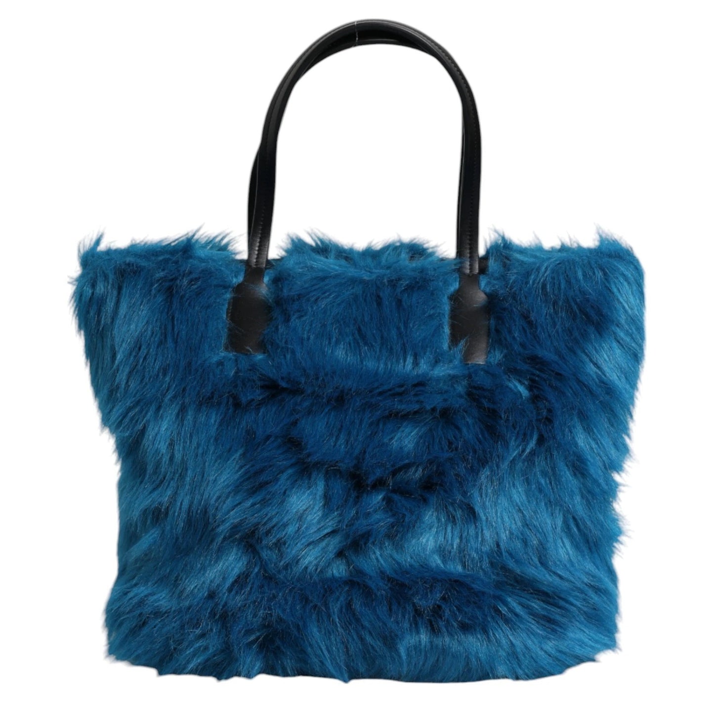 Dolce & Gabbana Blue Fur Logo Plaque Double Handle Shoulder Bag Womens Shoulder Bag Womens Tote Bag