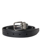Dolce & Gabbana Black Leather Silver Metal Buckle Men Belt