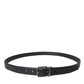 Dolce & Gabbana Black Leather Silver Metal Buckle Men Belt