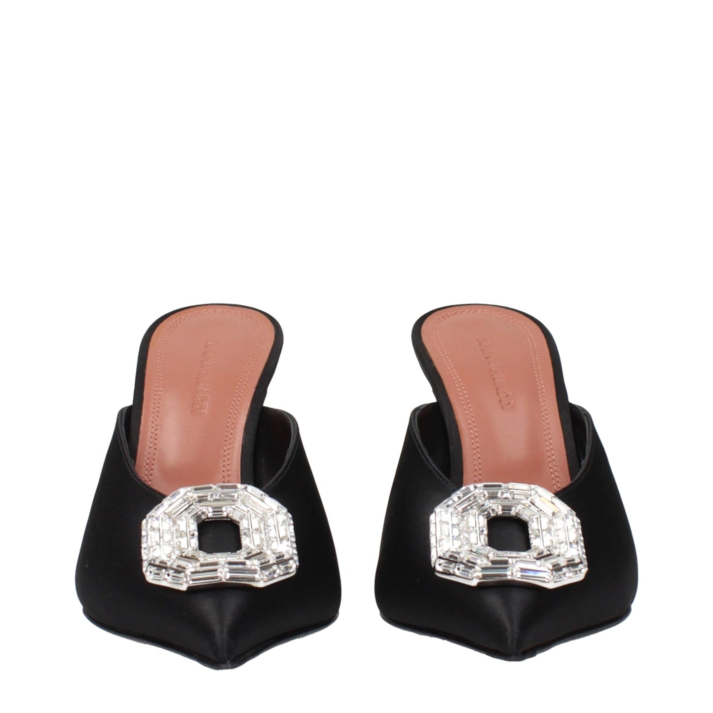 Amina Muaddi Black Satin Pumps