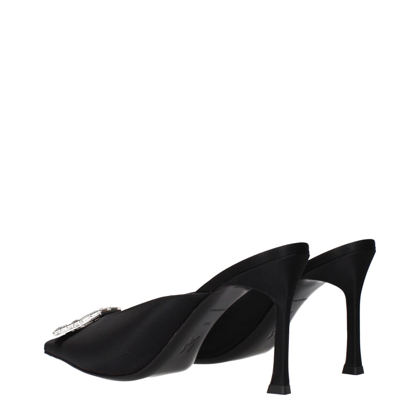 Amina Muaddi Black Satin Pumps