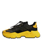 Dolce & Gabbana Black Yellow Daymaster Low Top Sneakers  Shoes
