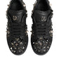 Dolce & Gabbana Black Portofino Studded Men Sneakers Shoes