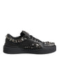 Dolce & Gabbana Black Portofino Studded Men Sneakers Shoes