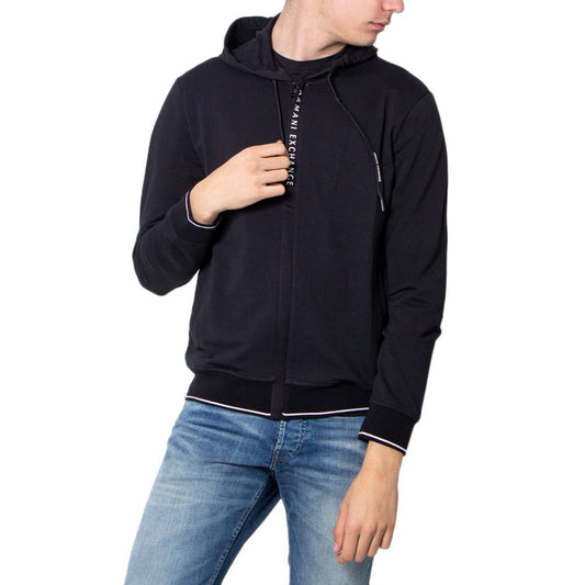 Armani Exchange Black Cotton Hoodie Mens Sweater